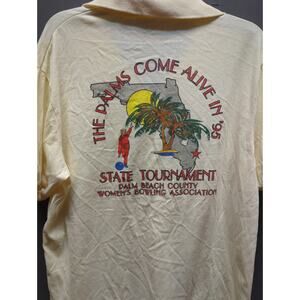 Vintage Screenmates Collared XL Short Sleeve cream bowling shirt HAZEL